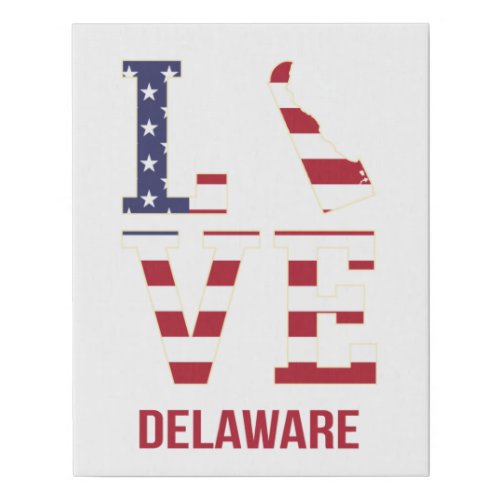 Delaware USA state love Faux Canvas Print