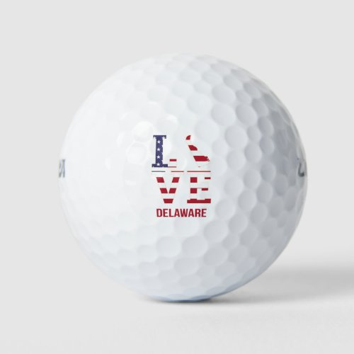 Delaware USA state love Golf Balls