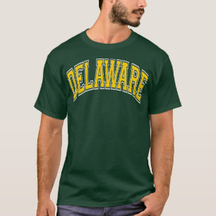 Delaware Varsity Style Amber Text T-Shirt