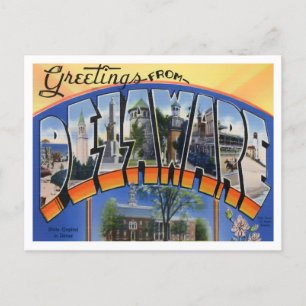 Delaware Vintage Big Letters Postcard