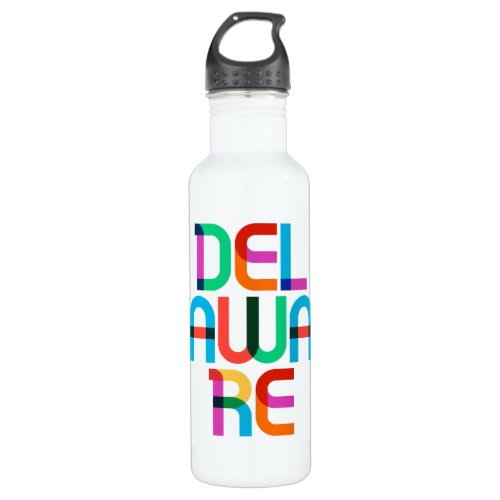 Delaware Vintage Retro Colorful 80s Pop Art Type Stainless Steel Water Bottle