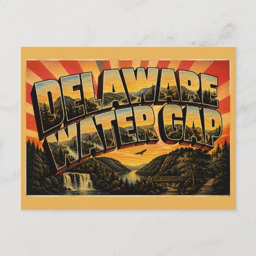 Delaware Water Gap PA Mountain Pass River Art Postcard