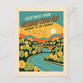 Delaware Water Gap PA-NJ Retro Art  Postcard