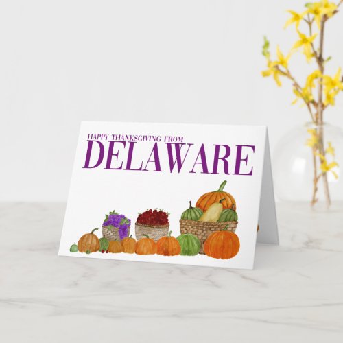 Delaware Watercolor Pumpkins Thanksgiving Card