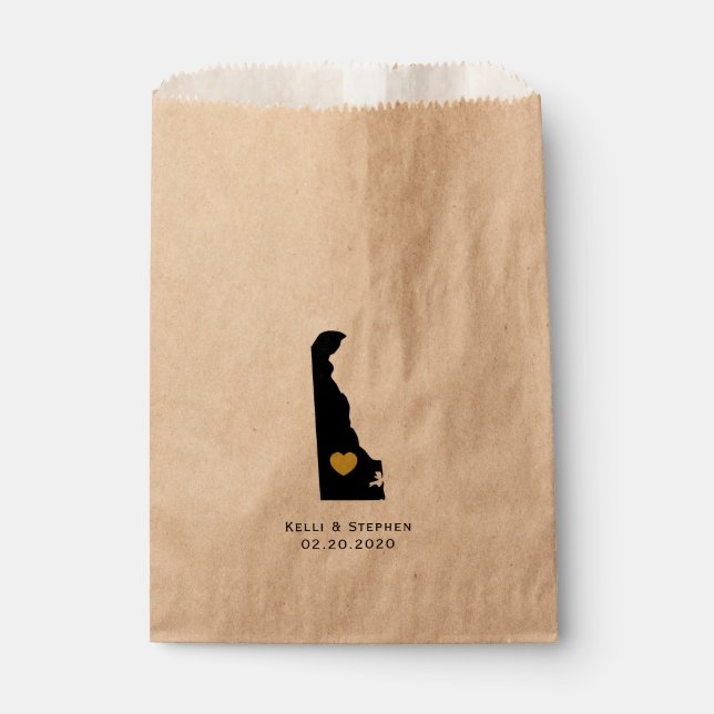 Delaware Wedding Favor Treat Sacks, Gift Bags (Front)