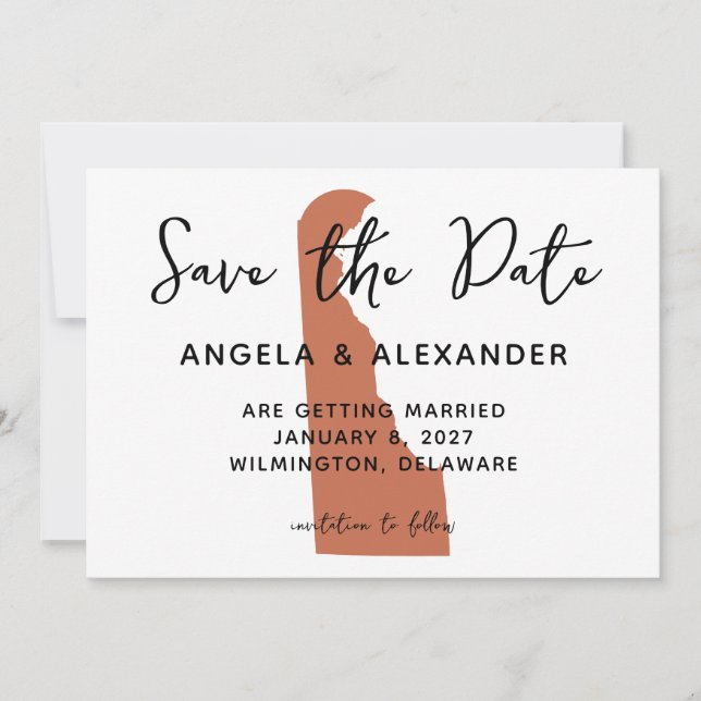 Delaware Wedding Terracotta Save The Date (Front)