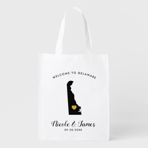 Delaware Wedding Welcome Bag Black  Gold Tote