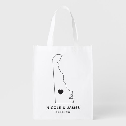 Delaware Wedding Welcome Bag Map Tote with Heart