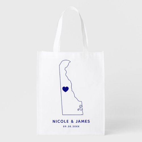 Delaware Wedding Welcome Bag Navy Tote with Map