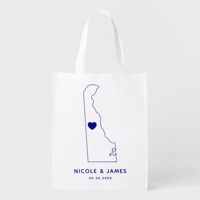Delaware Wedding Welcome Bag Navy Tote with Map (Front)