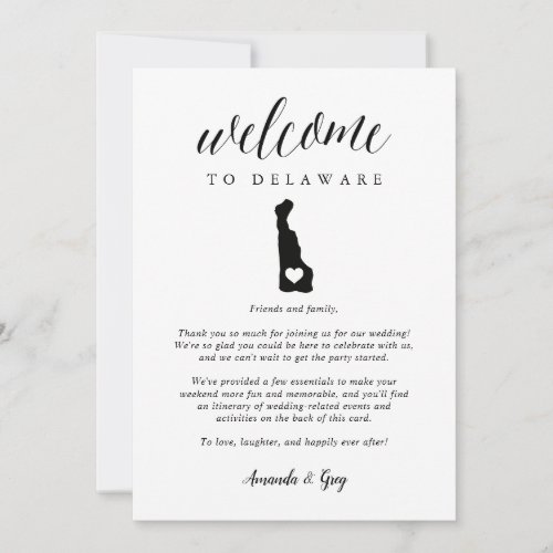 Delaware Wedding Welcome Letter  Itinerary
