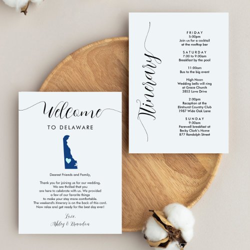 Delaware Wedding Welcome Letter Itinerary Card
