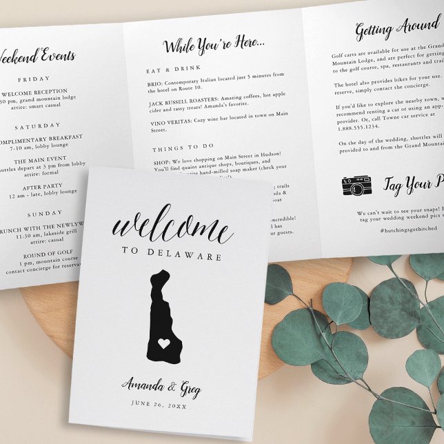 Delaware Wedding Welcome Letter & Itinerary Tri-Fold Program (Creator Uploaded)