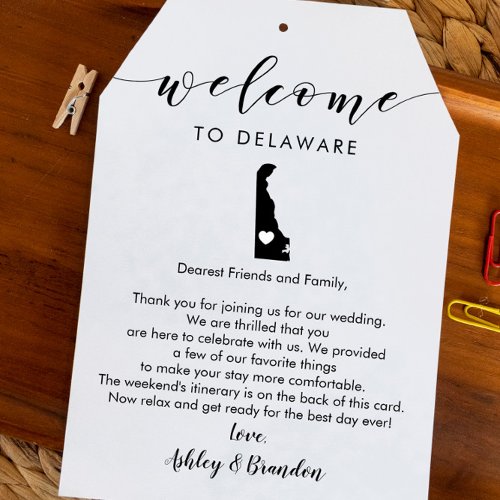 Delaware Wedding Welcome Tag Letter Itinerary