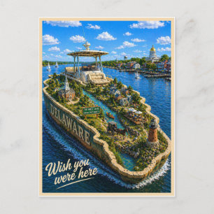 Delaware Wish You Were Here State Series Postcard