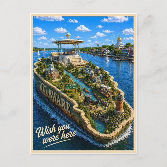 Delaware | Wish You Were Here | State Series Postcard (Front)
