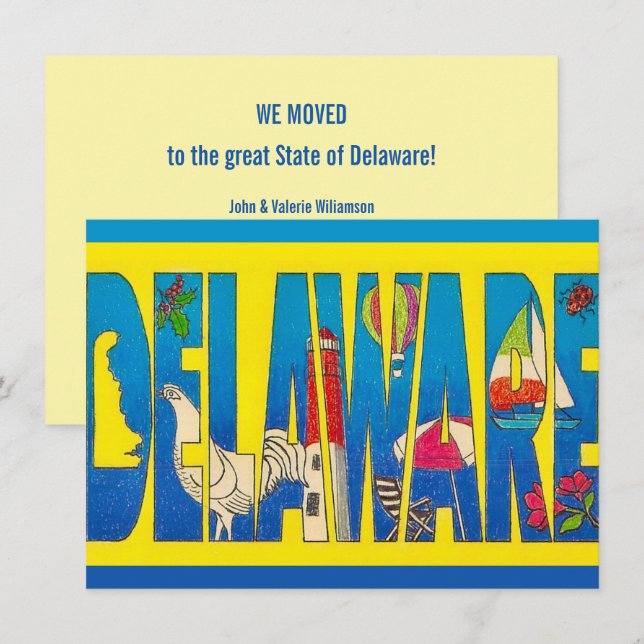 Delaware Yellow Postcard Moving Announcement (Front/Back)
