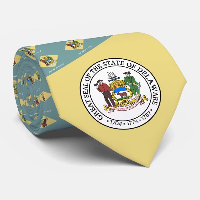 Delawarean Flag & Seal, Delaware Neck Tie (Rolled)