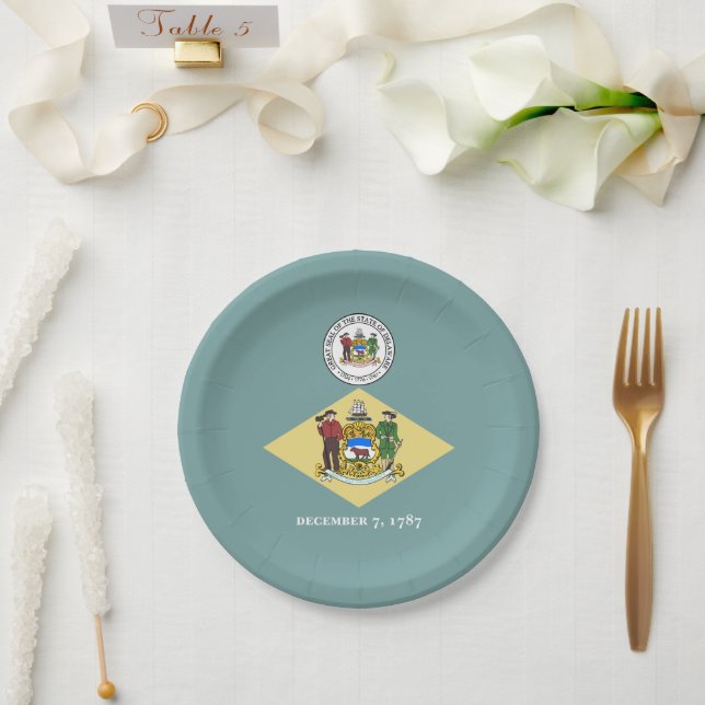Delawarean Flag & Seal, Delaware Paper Plates (Wedding)