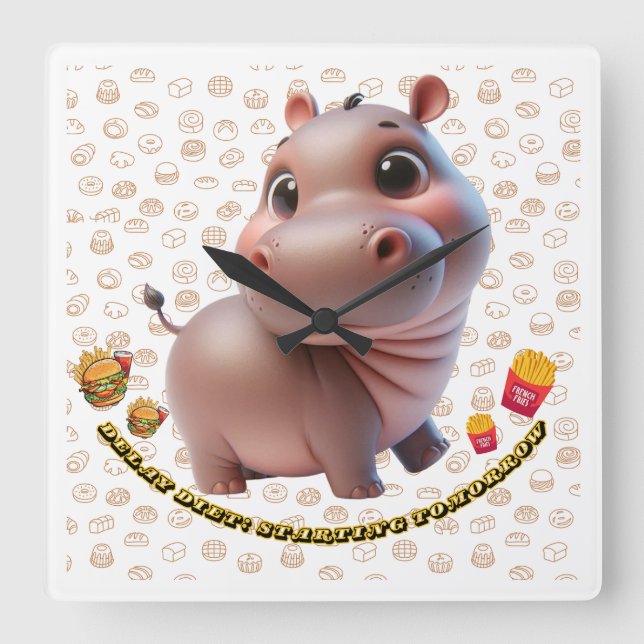 Delay Diet: Starting Tomorrow Square Wall Clock (Front)
