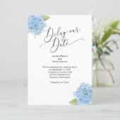 Delay our Date Hydrangea Floral Invitation (Standing Front)