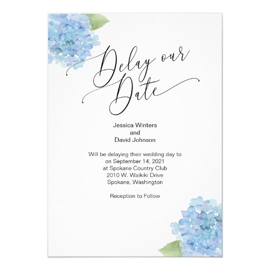Delay our Date Hydrangea Floral Invitation
