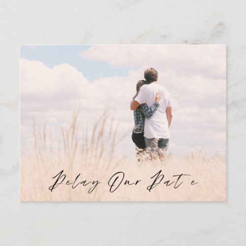 Delay Our Date Photo Wedding Date Announcement Postcard