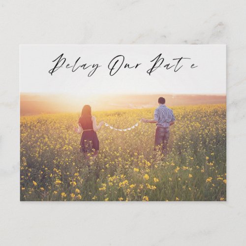 Delay Our Date Photo Wedding Date Announcement Postcard