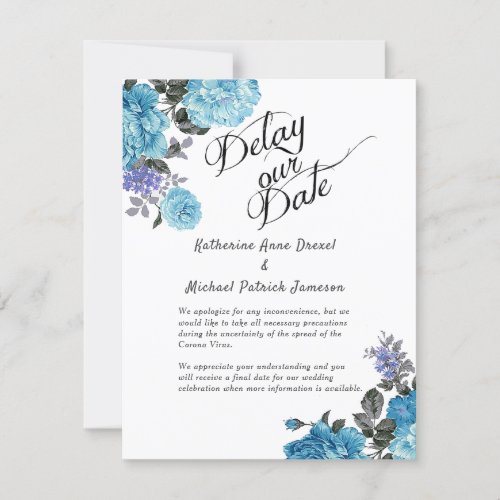 Delay our Date Wedding Corona Virus Floral Card