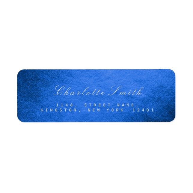 Delciate Script Cobalt Blue Return Address Labels (Front)