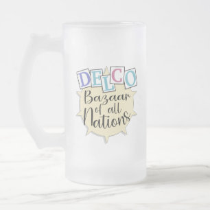 Delco bazaar of all nations frosted glass beer mug