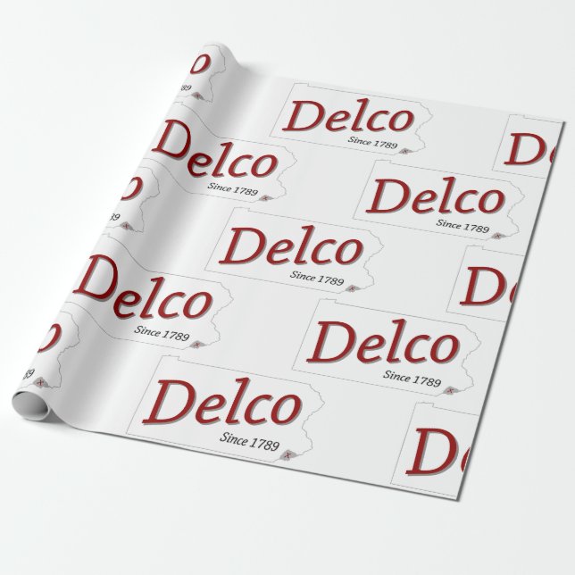 Delco since 1789 red black and gray  wrapping paper (Unrolled)