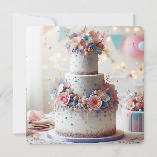 DELECATE BLUE & PINK FLORAL BIRTHDAY CARD (Front)