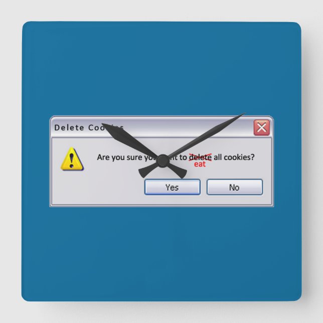 Delete Cookies Square Wall Clock (Front)