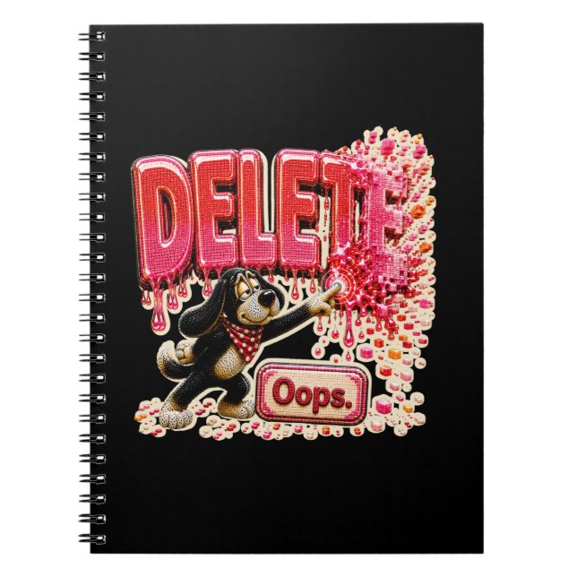 Delete Oops Funny Tech T-Shirt for Programmers Notebook (Front)