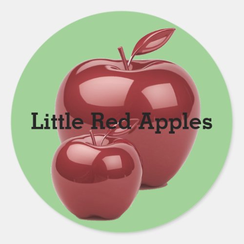 Delete or Edit Text Red Apples on Green Classic Round Sticker