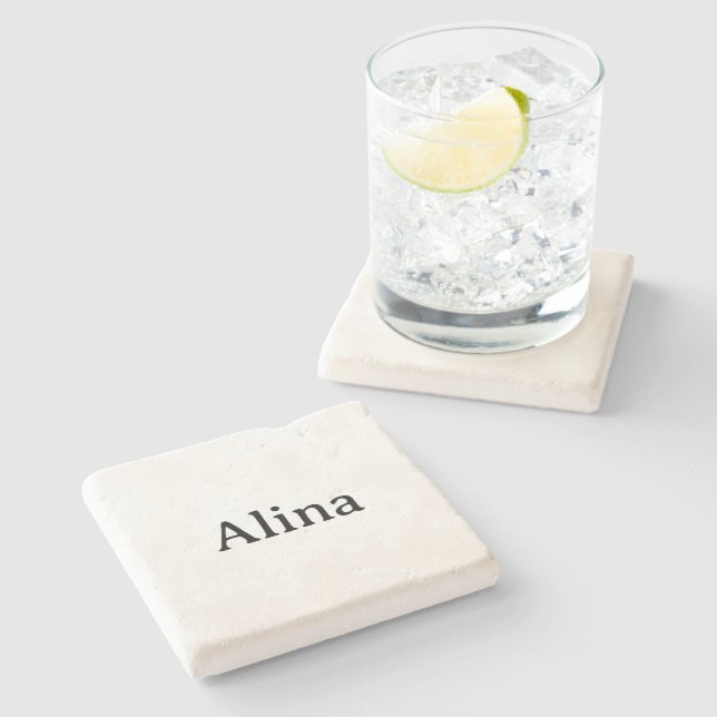 delete text add own design 4" x 4" Limestone Stone Coaster (Side)