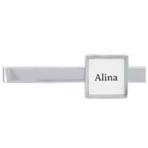 delete text add own design Silver Plated Modern Finish Tie Bar