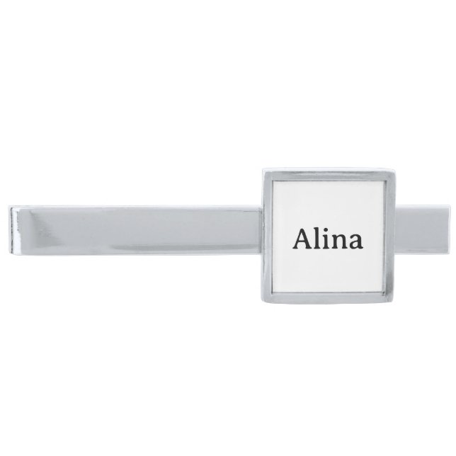 delete text add own design Silver Plated Modern Finish Tie Bar (Front)