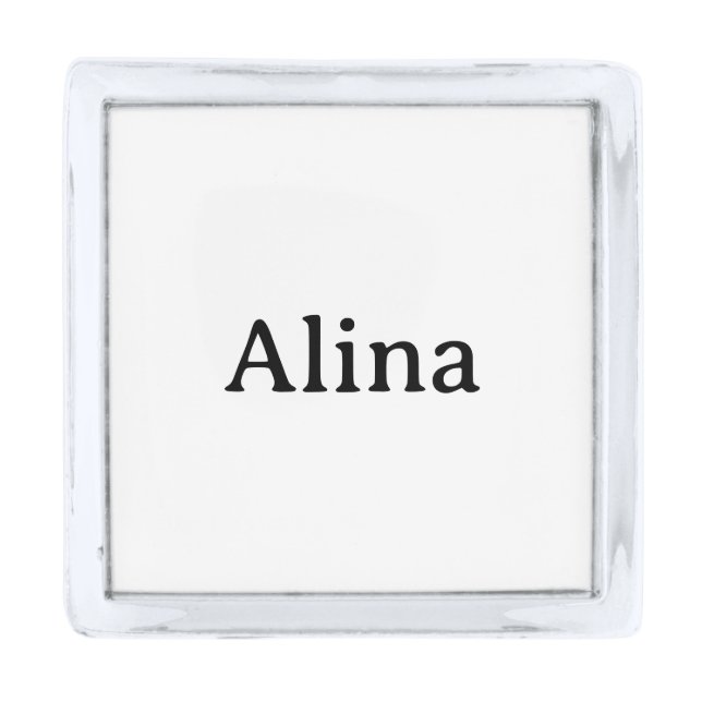 delete text add own design Small Square Silver Finish Lapel Pin (Front)