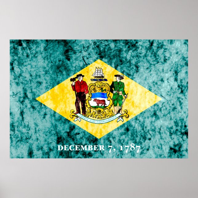Deleware State Flag Grunge Poster (Front)