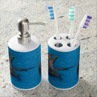 "Delfin pair" by mysteryella Soap Dispenser & Toothbrush Holder