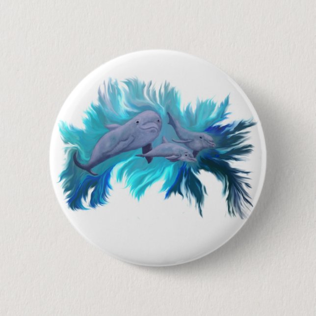 Delfin school pinback button (Front)