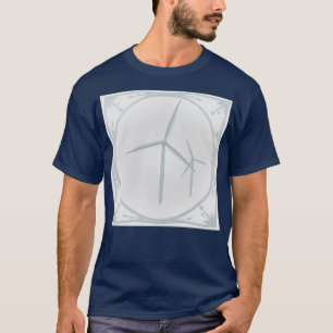 Delft blauw style tile with wind turbines T-Shirt