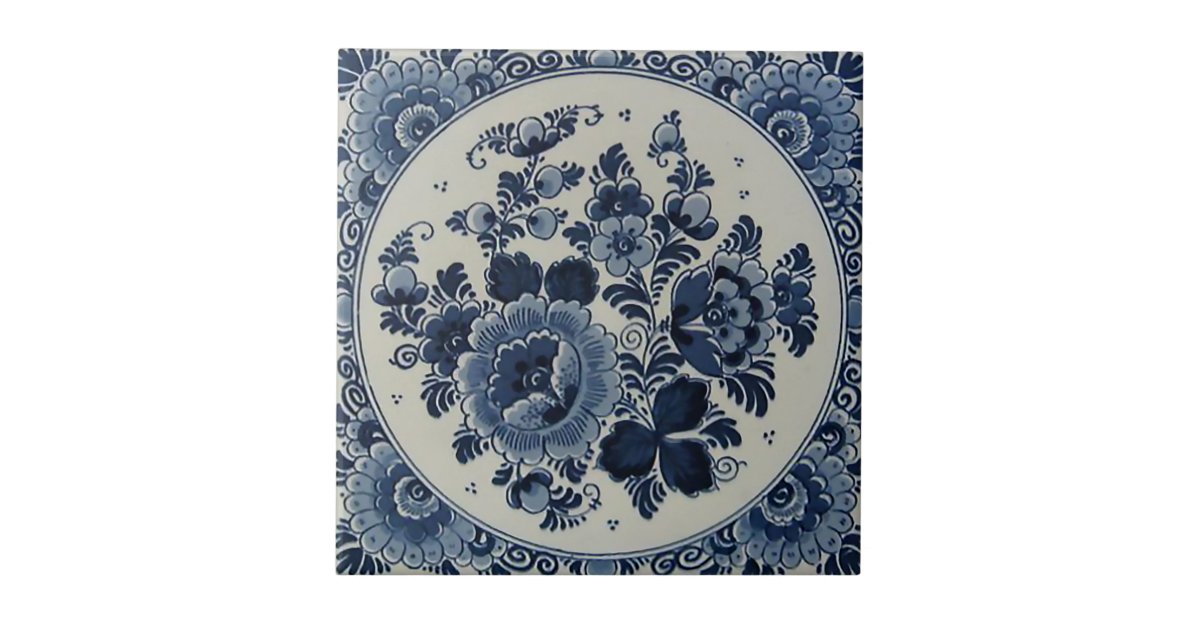 Delft Blue And White Design Feature Tile In2 Sizes Zazzle Com