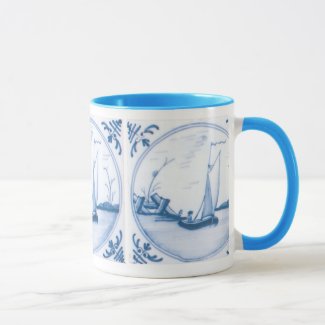 Delft Blue and White Sailboat Coffee Mug