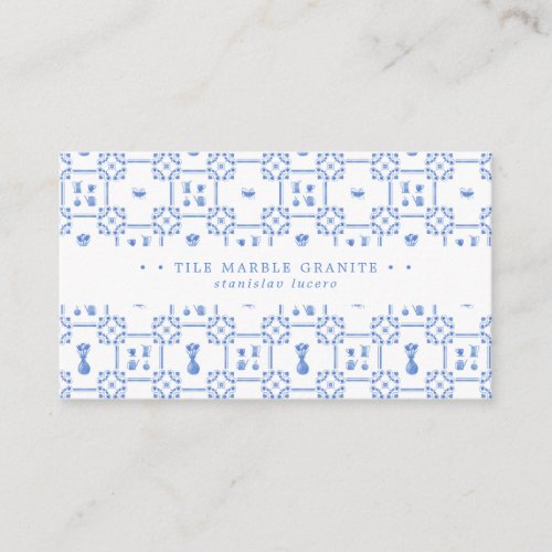 Delft Blue and White Tile Business Card