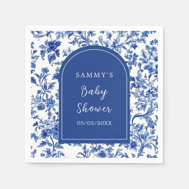 Delft Blue Antique Chinoiserie Baby Shower Napkins (Front)
