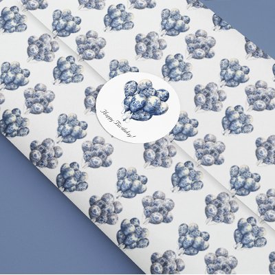 Delft Blue Balloons Wrapping Paper