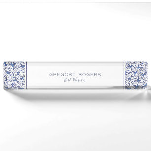 Delft Blue Bird Desk Name Plate